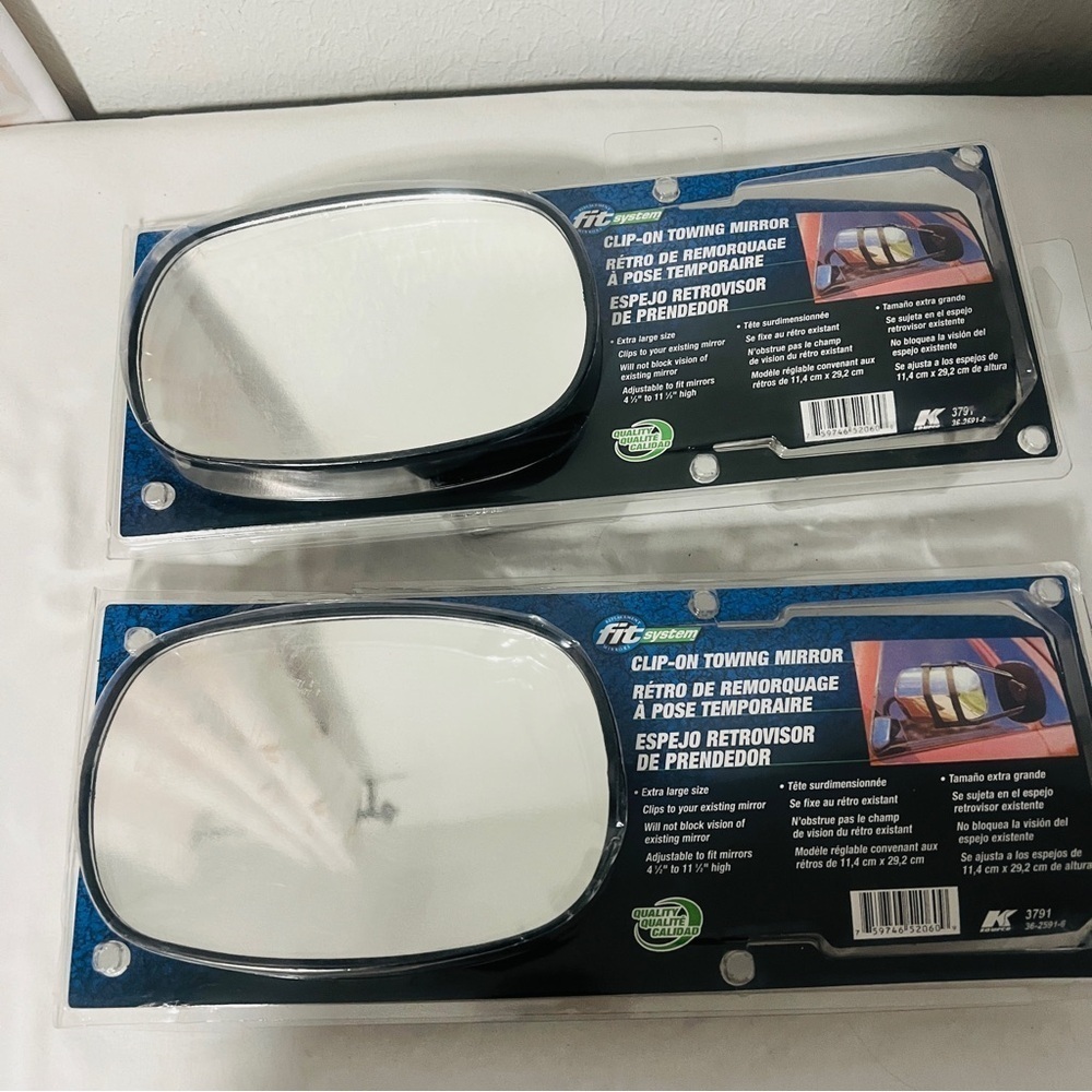(2) K-Source Fit System 3891 Clip-On Universal Towing Mirror XL Adjustable New